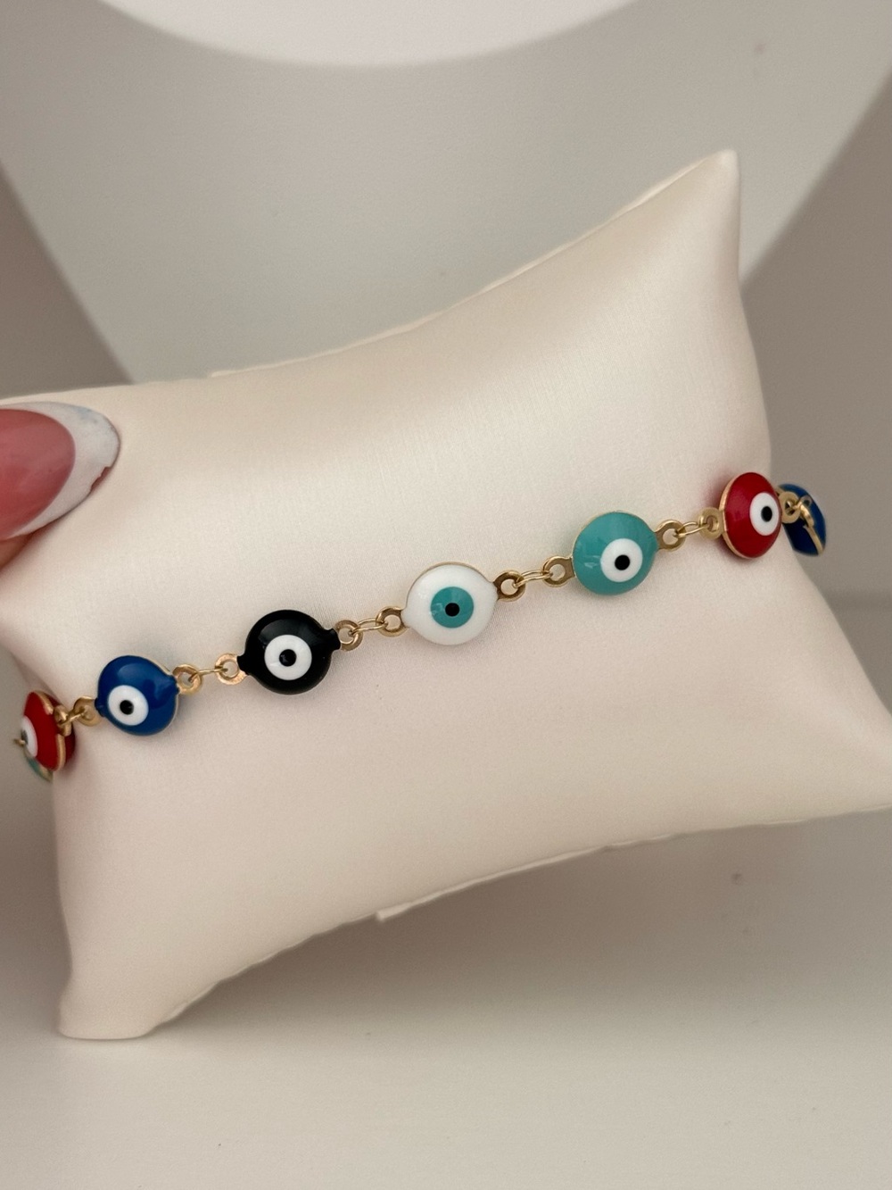 Multicolor Evil Eye Link Bracelet - Gold Chain Women's Jewelry